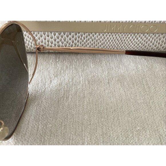 Jimmy Choo Womens Sunglasses Big Gold Rim Rhinestone On Arm W/case Gradient Lens - Picture 8 of 16